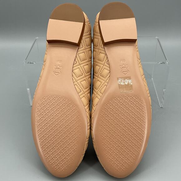 NEW Tory Burch Women’s Marion Quilted Leather Ballet Flats Light Oak Size 8M - Picture 8 of 10
